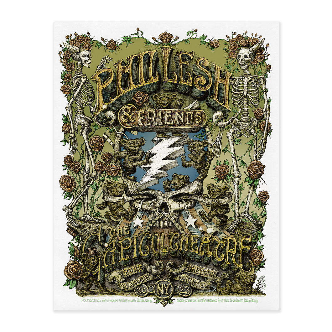 Phil Lesh & Friends 83rd Birthday Poster by David Welker (Green Web Edition)